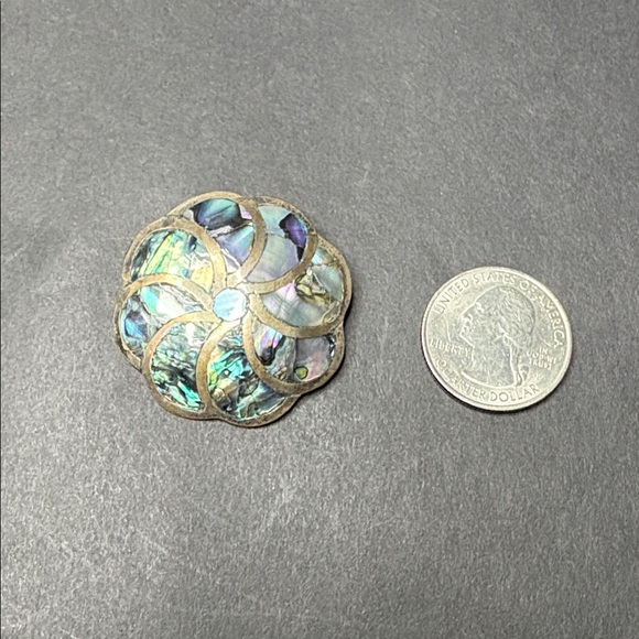 Elegant Silver and Abalone Shell Brooch - Picture 4 of 4